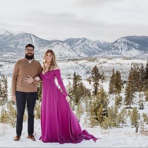 Magenta off shoulders photo shoot dress